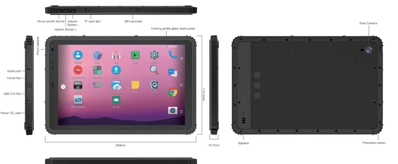 10'' Android: EM-Q18 Ultra-thin Rugged Tablet