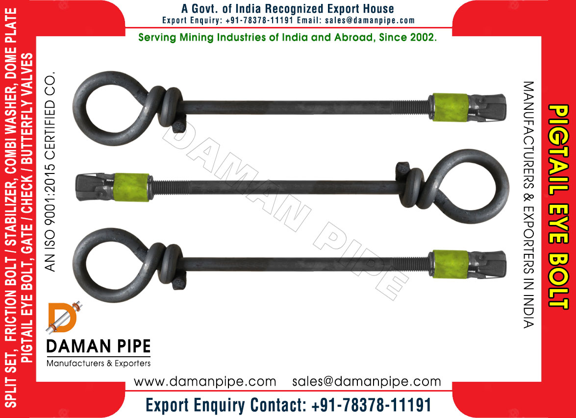 Pigtail Eye Bolt Manufacturers Exporters Wholesale Suppliers in India Mohali Punjab Web: https://www.damanpipe.com Mobile: +91-78378-11191