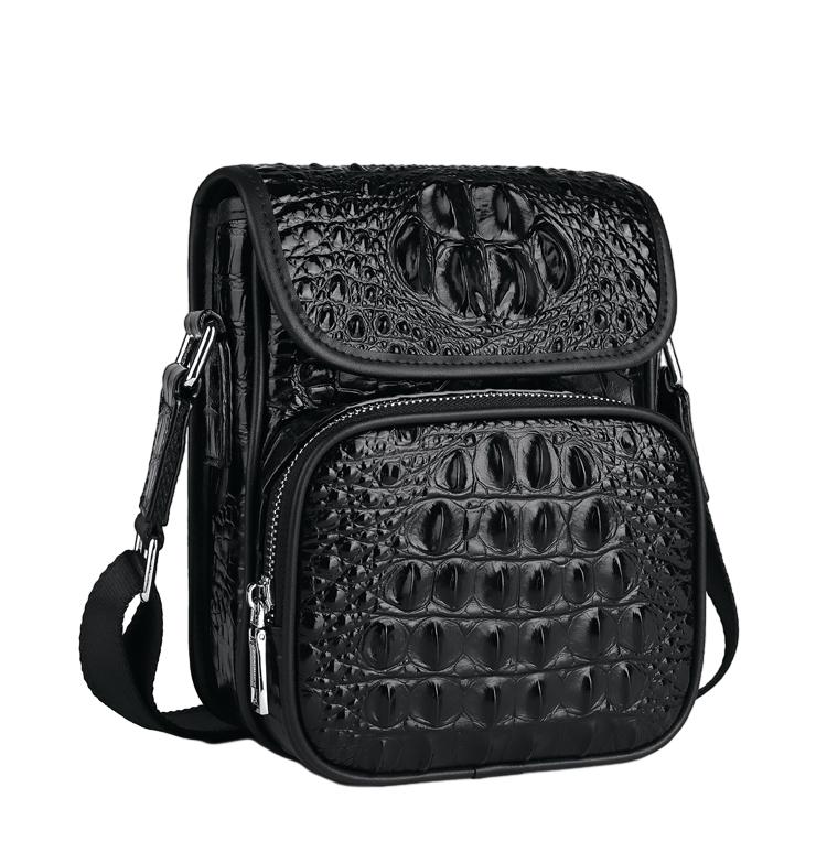 Croc Alligator Leather Men’s Casual Crossbody Bag Shoulder Bag