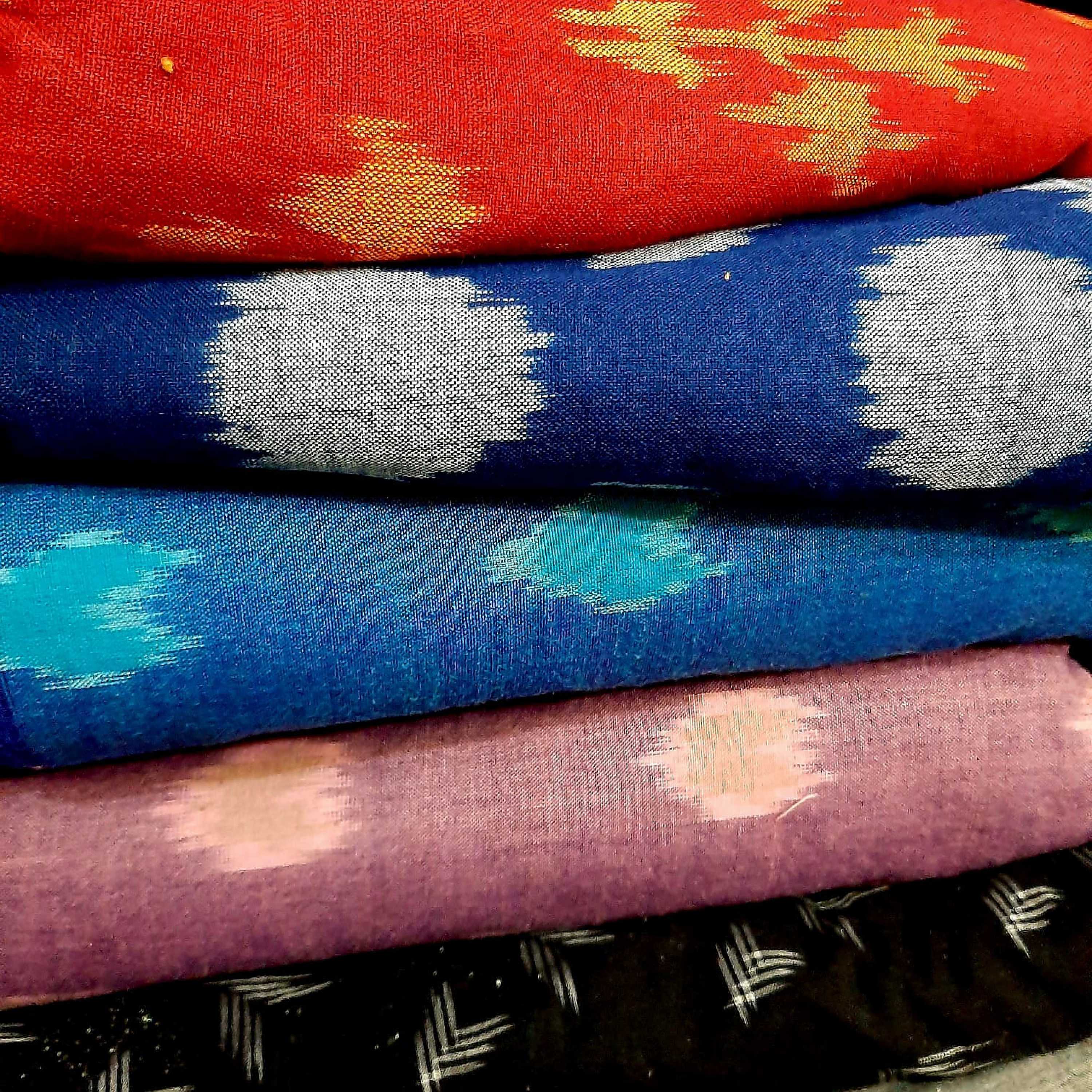 Running material double ikat khadi Fabric.