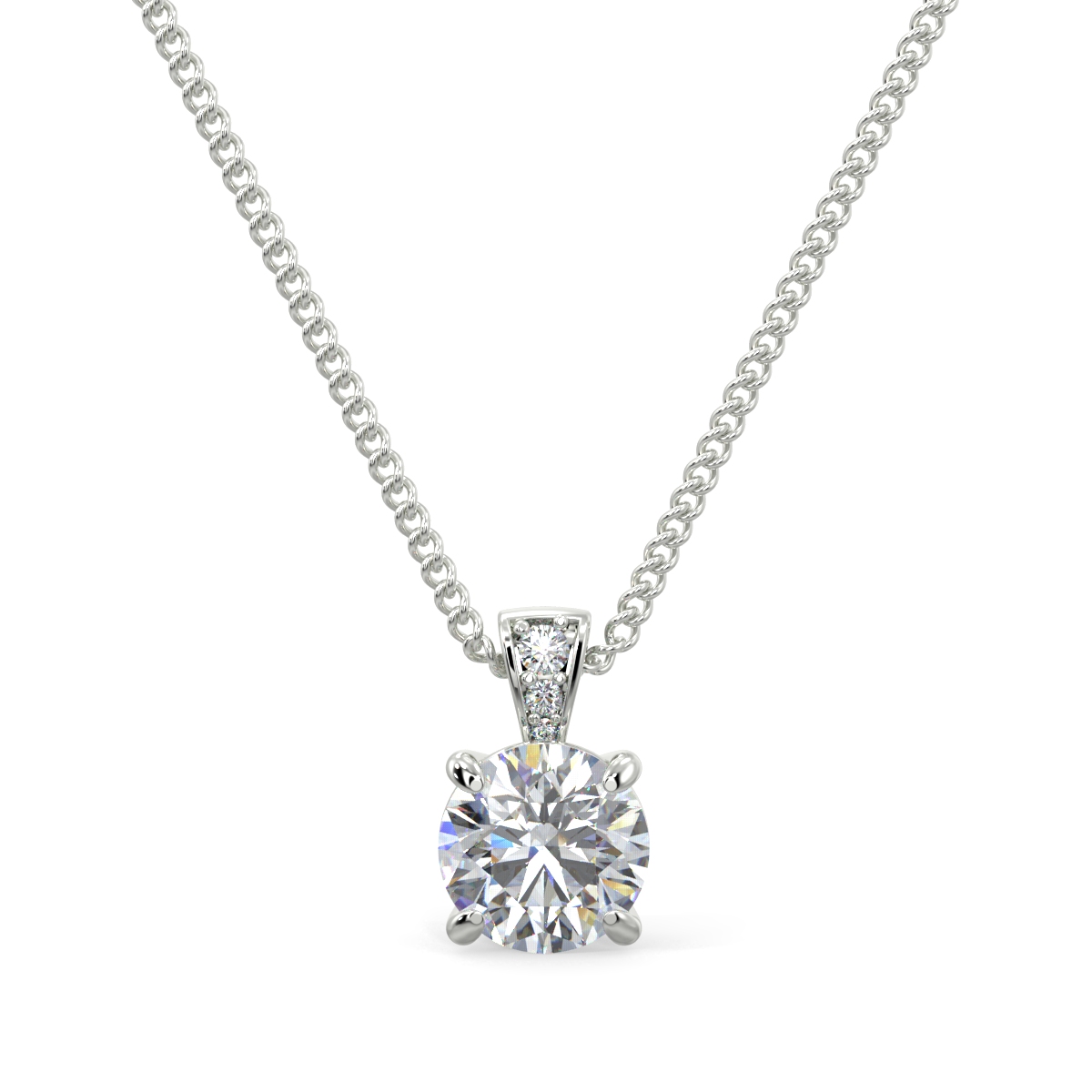 Round Solitaire Pave Bail Pendent
