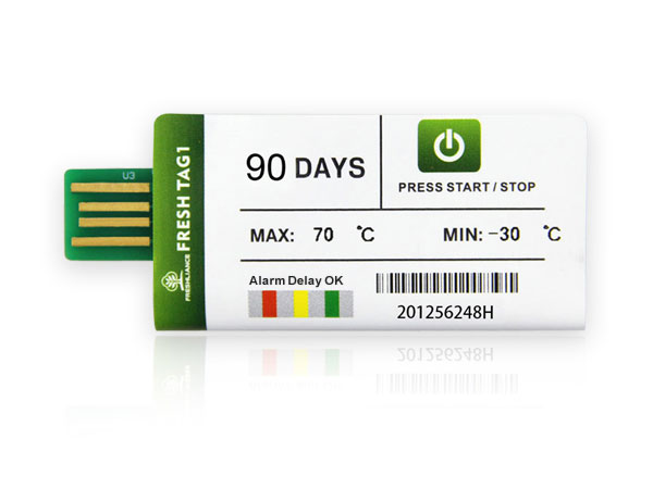 Single use temperature data logger suitable for food temperature monitoring
