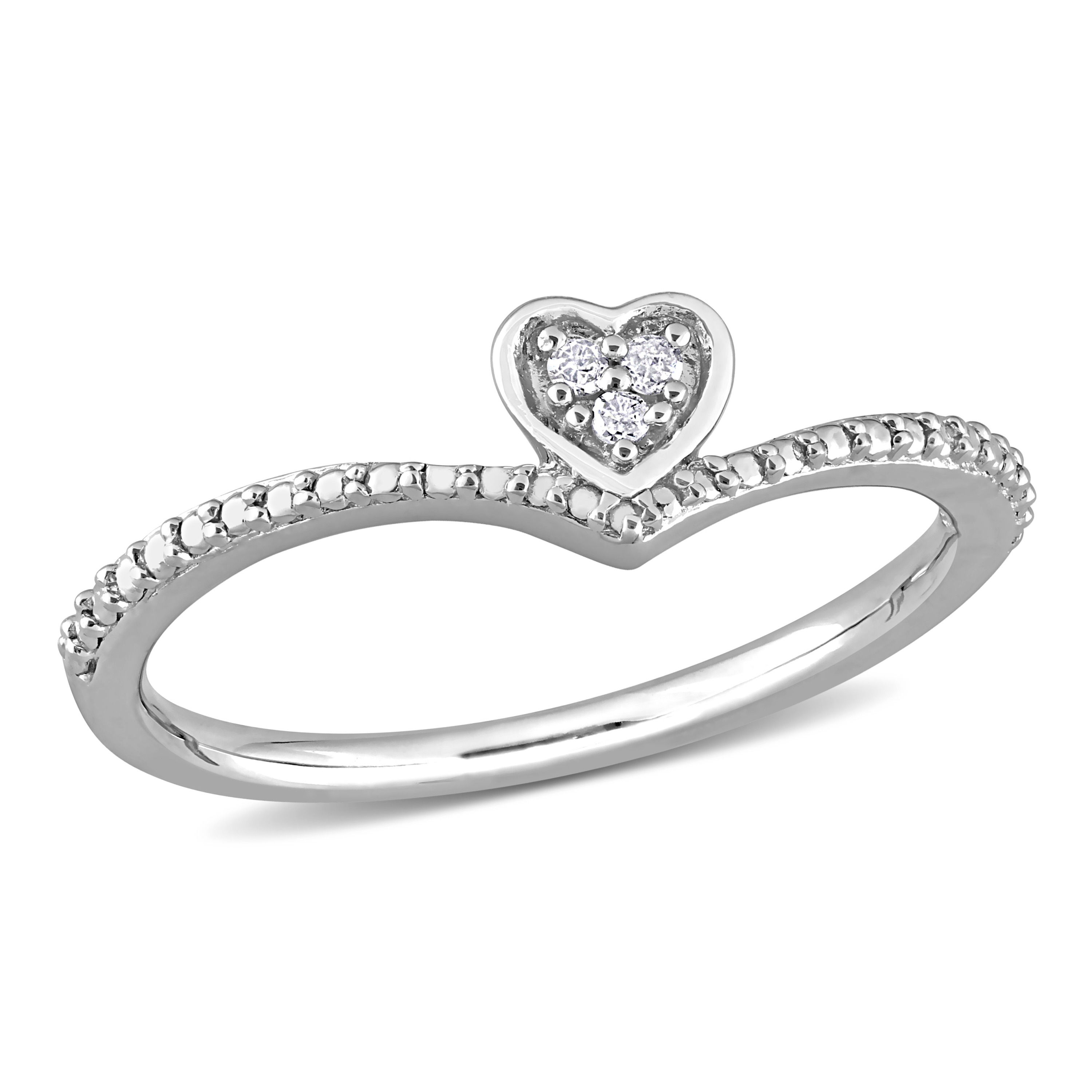 Diamond Accent Heart Promise Ring in Sterling Silver