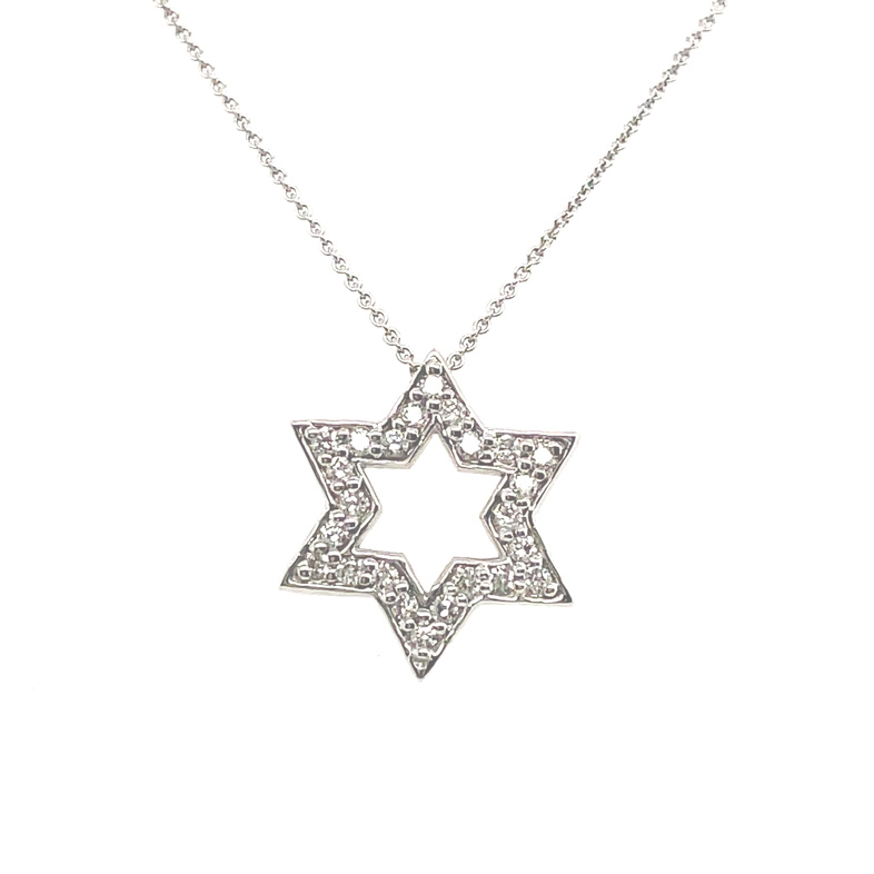 Star Of David Round Diamond Chain Pendant