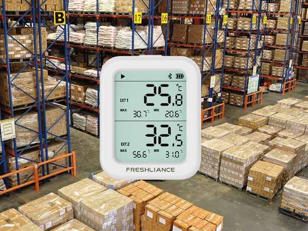 Bluetooth temperature humidity data logger for warehousing