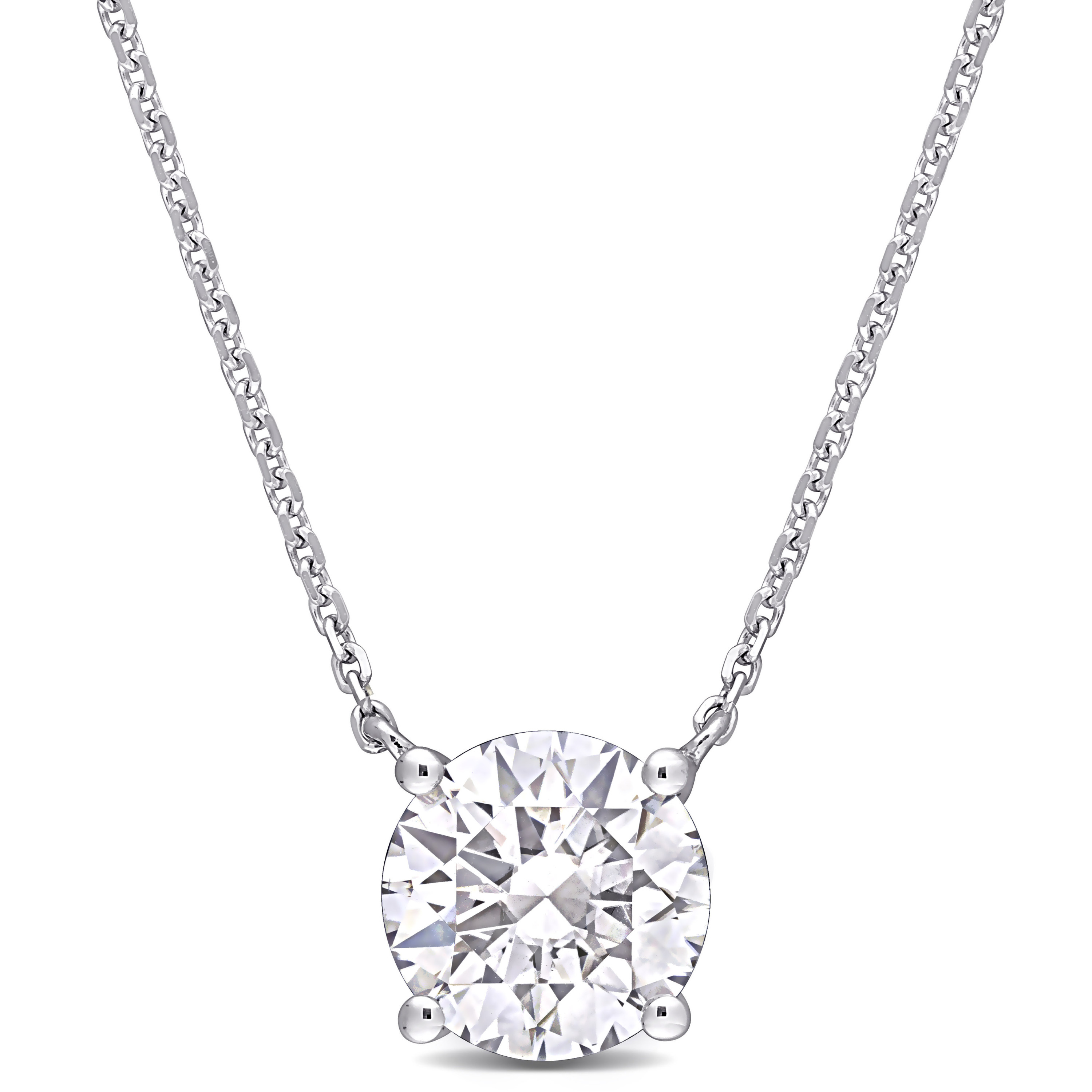 Created Moissanite Solitaire Pendant with Chain