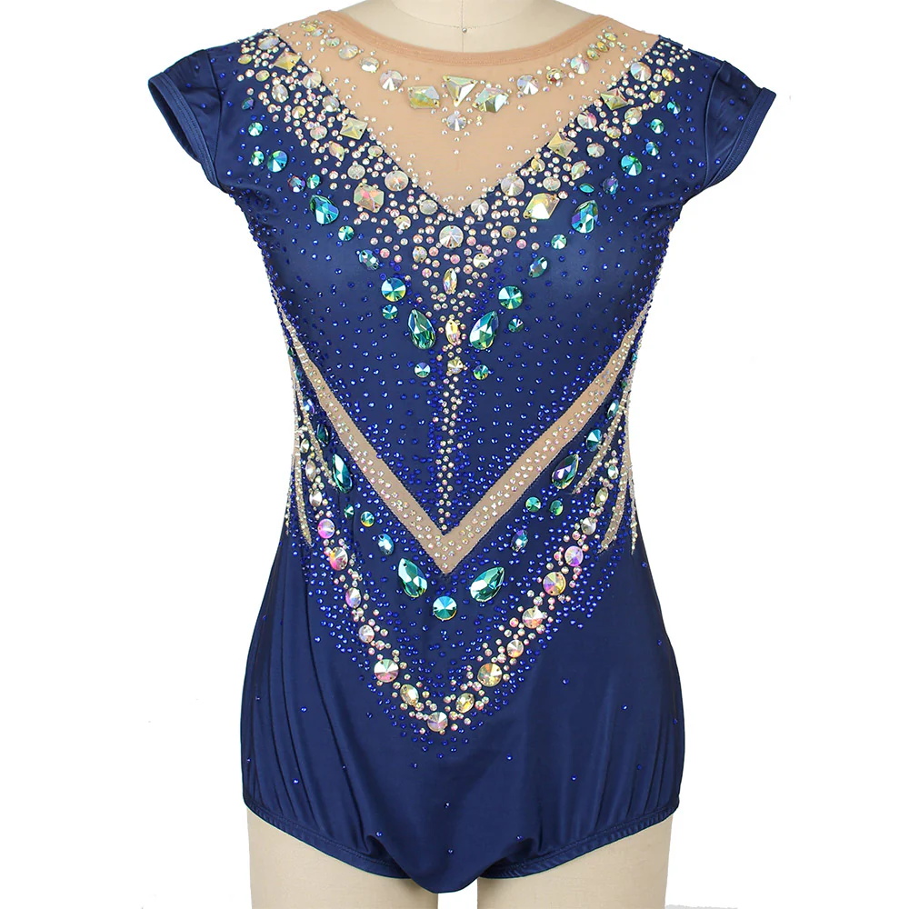 ROYAL BLUE V-SHAPE RHYTHMIC GYMNASTICS LEOTARD