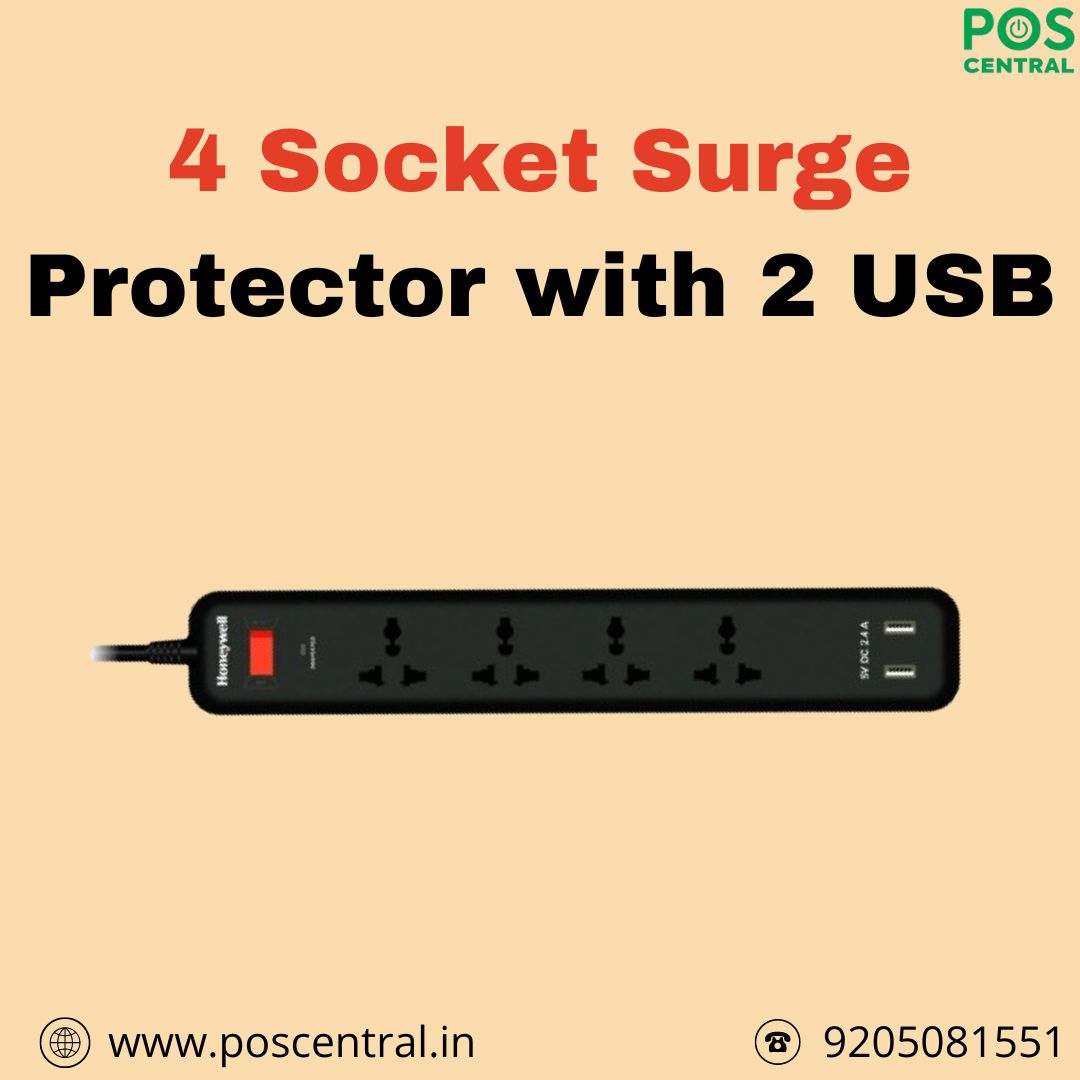 Honeywell 4 Socket Surge Protector with 2 USB Ports – Available Now for Secure Power