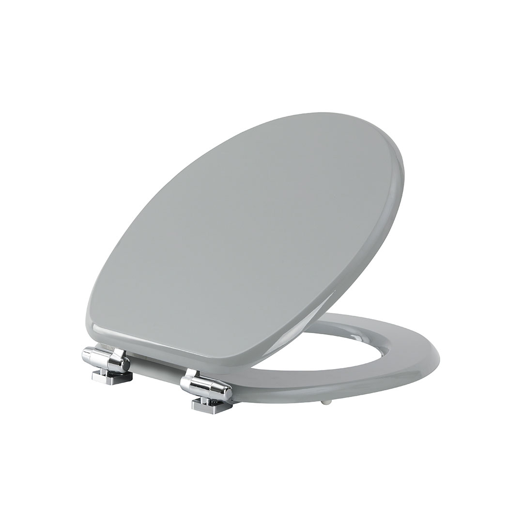 Grey Soft Close Wooden Toilet Seat With Zinc Alloy Hinges Lgmwhz-2103