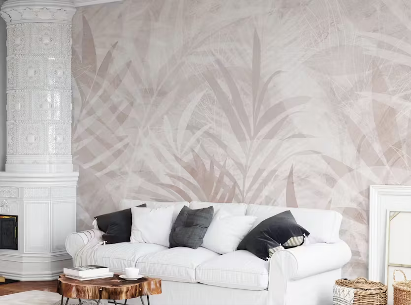 Scandinavian Leaf Elegance Mural