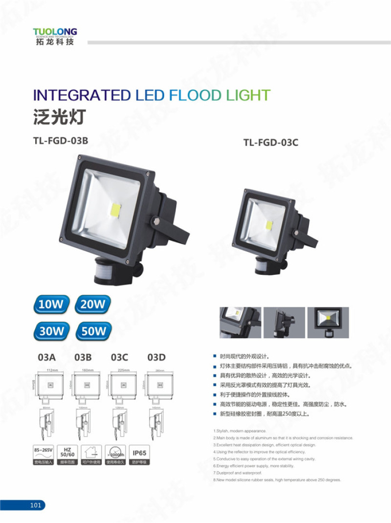 Human sensor led flood light 10W-50W outdoor light IP65