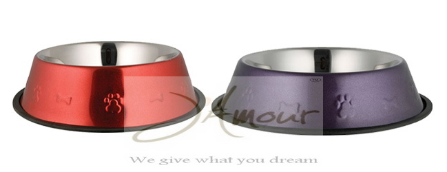  Non Skid Bowls With RED & PURPLE Color Embossing