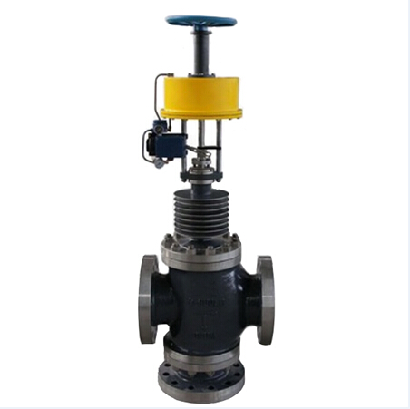 Three way globe control valve