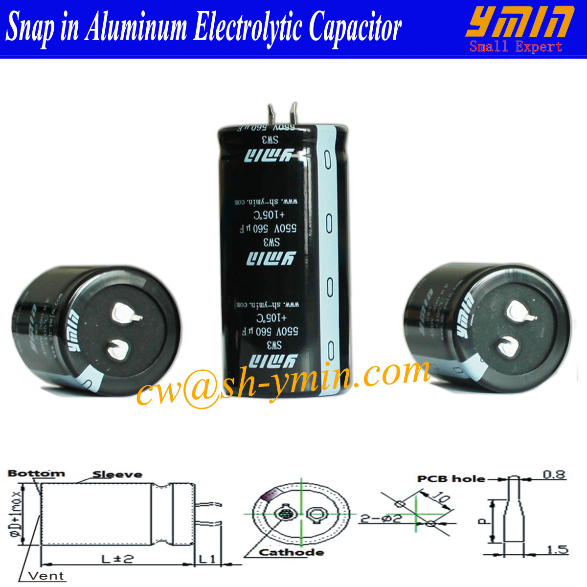 High Frequency Capacitor Snap in Aluminum Electrolytic Capacitor for Welding Machine RoHs