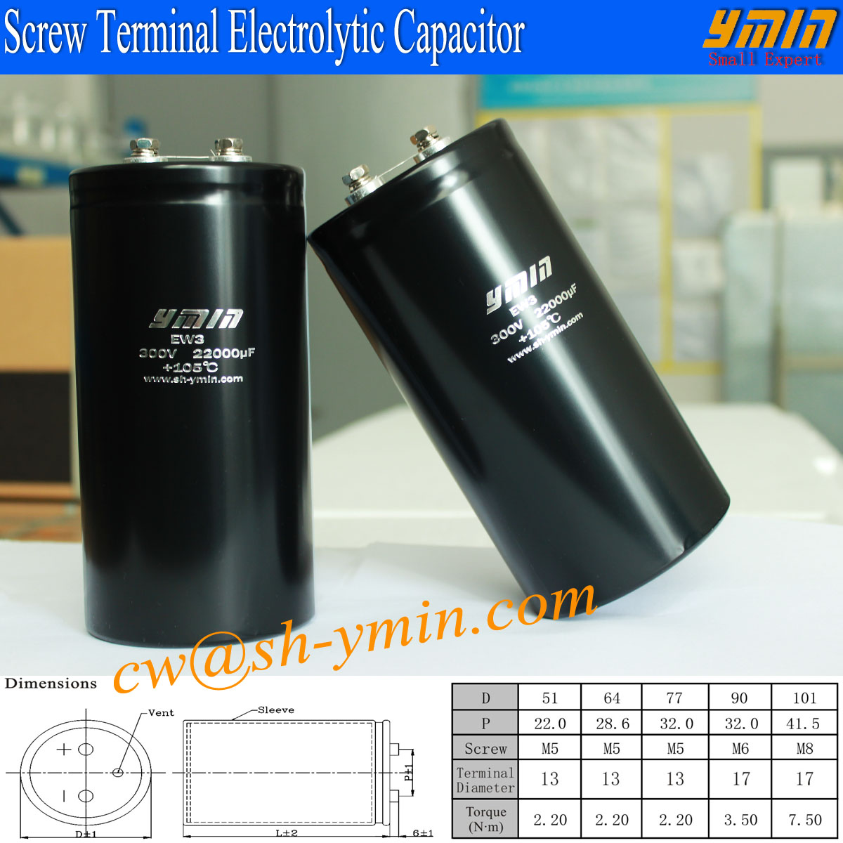High Power Capacitor Screw Bolt Terminal Aluminum Electrolytic Capacitor for UPS and Power Supply