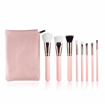 8 Piece Pink Rose Gold Comsetics Brush Set