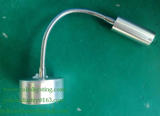3W bendable LED cabinet lamp with switch, hotel adjustable wall or desk spotlight