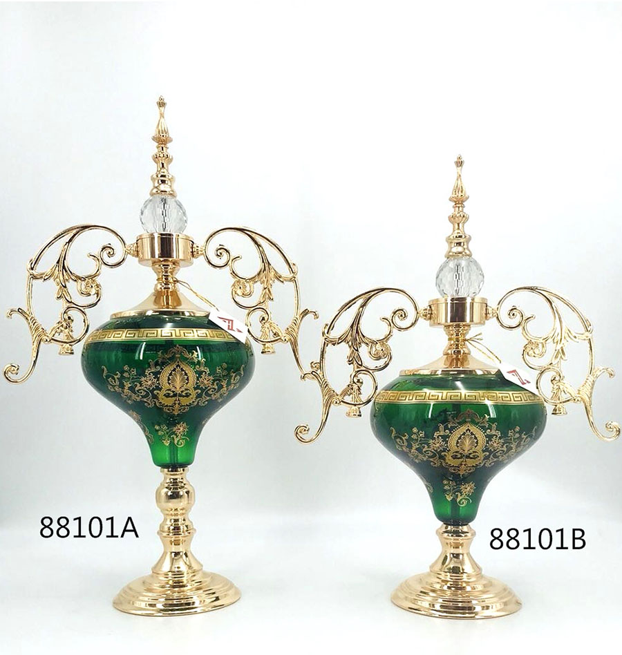Household green ceramic candelabra decorating candle holders