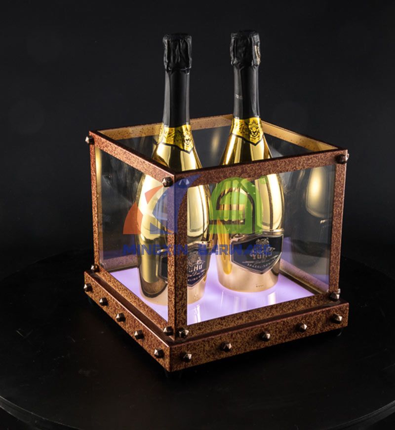 Antique Rusty Effect 4 Bottles Champagne LED Ice Bucket 