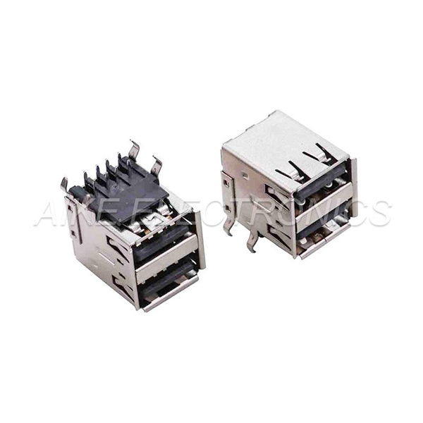 Double-deck(2 in1) USB 2.0 A Type Female,Right Angle,Double-layer DIP type