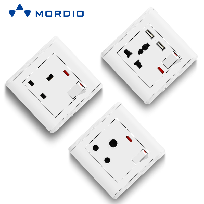  Ghana UK Standard BRISTOL 1gang Switch Light and 5pin Multiple Sockets with 2.1A USB Outlets