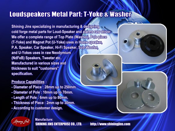 ,Speakers part Washer and T-Yoke made in Taiwan