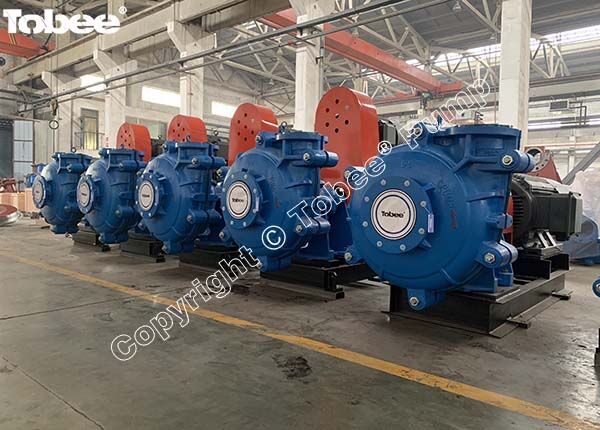 Tobee 8x6E-AHR and 6x4D-AH centrifugal slurry pumps with rubber-lined wetted parts